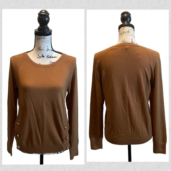 Talbots Side Button Sweater Crew Neck Sweater Chestnut Brown Size Small NWT - Picture 10 of 10